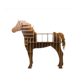 Rieort Fashion Bookshelf Solid Wood Bookshelf Horse Shaped Bookcase Creative Storage Display Cabinet Bookshelves Large Capacity Design Rack Bookcase not Shaking Rieort