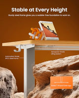 ErGear Height Adjustable Electric Standing Desk, 48 x 24 Inches Sit Stand up Desk, Memory Computer Home Office Desk with Two-Piece Desktop (Light Vintage Brown) ErGear