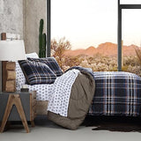 Wrangler- Twin Duvet Cover Set, Soft & Reversible Bedding, Yellowstone Inspired, 2 Piece Bed Set with Matching Pillowcase (City Flats Plaid Blue) Wrangler