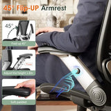 GABRYLLY Ergonomic Office Chair, High Back Home Desk Chair with Headrest, Flip-Up Arms, 90-120° Tilt Lock and Wide Cushion, Big and Tall Mesh Chairs for Man Woman, Black Task Chair GABRYLLY