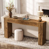TRIBEWOOD Solid Wood Console Table, 63-Inch Farmhouse Sofa Table Behind Couch for Entryway, Living Room, Foyer, Easy Assembly (Rustic Brown) TRIBEWOOD