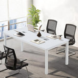 ECOTOUGE 6.5FT Conference Table, 78.7 inch Rectangle Meeting Seminar Table for 6-8 People, Modern Industrial Computer Desk with Cable Management Grommets Business Tables (Only Table), White ECOTOUGE