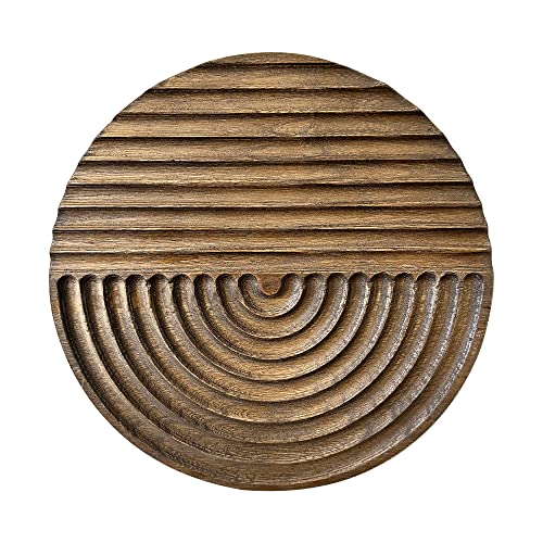 Musanpou Hand-carved Wood Wall Decor featuring Artistic Round Design for Farmhouse and Country-style Interiors | Wall Art Decoration | 11.8 inches x 11.8 inches (brown)