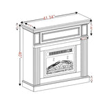 43" Electric Fireplace with Mantel, TV Stand w/Freestanding Electric Fireplace Heater, Fireplace Mantel Wooden Surround for Living Room (White) ZEIINPA