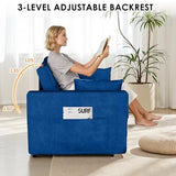 tiramisubest Sleeper Sofa Bed,55'' Convertible Pull Out Couch with Side Pockets,Velvet Fabric Loveseat Sleeper Sofa with Adjustable Backrest for Living Room,Apartment(Blue) tiramisubest