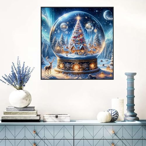 Benjenes Christmas Diamond Art Kits for Adults, Diamond Painting Kits for Adults, 5D DIY Round Drill Gem Art Paint with Diamonds Dots Crafts Kits for Home Decor Gift 14x14inch Benjenes
