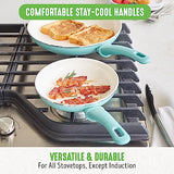 GreenLife Soft Grip 16 Piece Cookware Set, Non-Toxic PFAS-Free Ceramic Nonstick, Pots, Frying, Sauce, Saute, Glass Lids, Stay-Cool Handles, Wobble Free Bases, Dishwasher & Oven Safe, Turquoise GreenLife