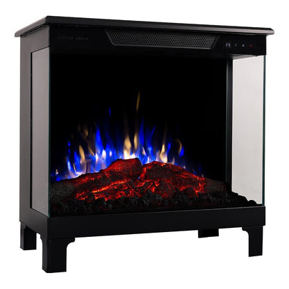 Modern Ember Smart Digital 3-Sided Electric Fireplace Stove Heater | LED Multiple Flame Colors, Works with Wi-Fi App, Alexa and Google | Remote Included | Optional Crackling Sound | Black