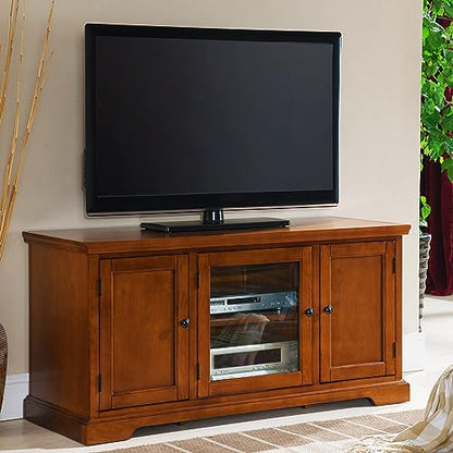 Leick Home 87350 Three Door TV Stand with Cabinet Storage for 55" TV's, Westwood Brown Cherry