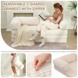 5-in-1 Convertible Sofa Bed,54" Boneless Couch Tri Folding Floor Mattress with Removable L-Shaped Armrests & Handle,Corduroy Futon Couch Sleeper with Pull Out Bed for Living Room Bedroom Apartment feliz home