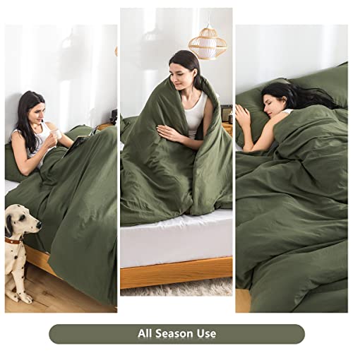 COTTEBED Ultra-Soft Cozy Twin Bedding Comforter Sets Bed, Lightweight All Season Use Warm Fluffy, Made with Washed PolyCotton Microfiber Fabric,1 Comforter 1 Pillow Sham, Twin/Twin XL Dark Olive Green COTTEBED