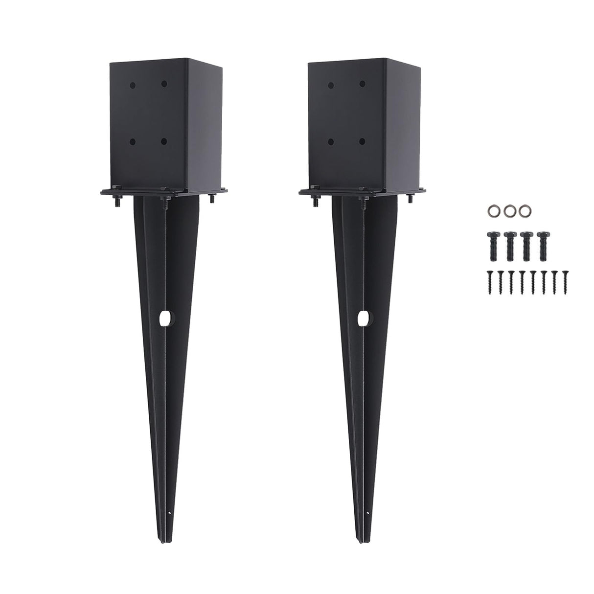 2 Pcs 4"x4" Fence Post Anchor Ground Spike,(Internal 3.6"x3.6"),Metal Post Stake Ground 22" with Black Powder-Coated,Fence Stakes Post Base for Deck,Fence,Porch,Railing,Mailbox CDFYJHFDQ