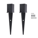 2 Pcs 4"x4" Fence Post Anchor Ground Spike,(Internal 3.6"x3.6"),Metal Post Stake Ground 22" with Black Powder-Coated,Fence Stakes Post Base for Deck,Fence,Porch,Railing,Mailbox CDFYJHFDQ