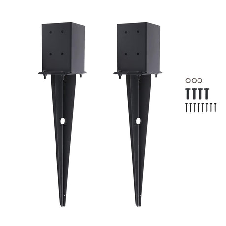 2 Pcs 4"x4" Fence Post Anchor Ground Spike,(Internal 3.6"x3.6"),Metal Post Stake Ground 22" with Black Powder-Coated,Fence Stakes Post Base for Deck,Fence,Porch,Railing,Mailbox CDFYJHFDQ