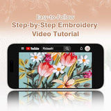 RidaaFri Embroidery Kit for Beginners, Set of 3 Flower Pattern DIY Kits for Adults & Starter, Hand Embroidery Practice Set with Guide & Video Tutorial, Includes Hoop, Needles, Floss
