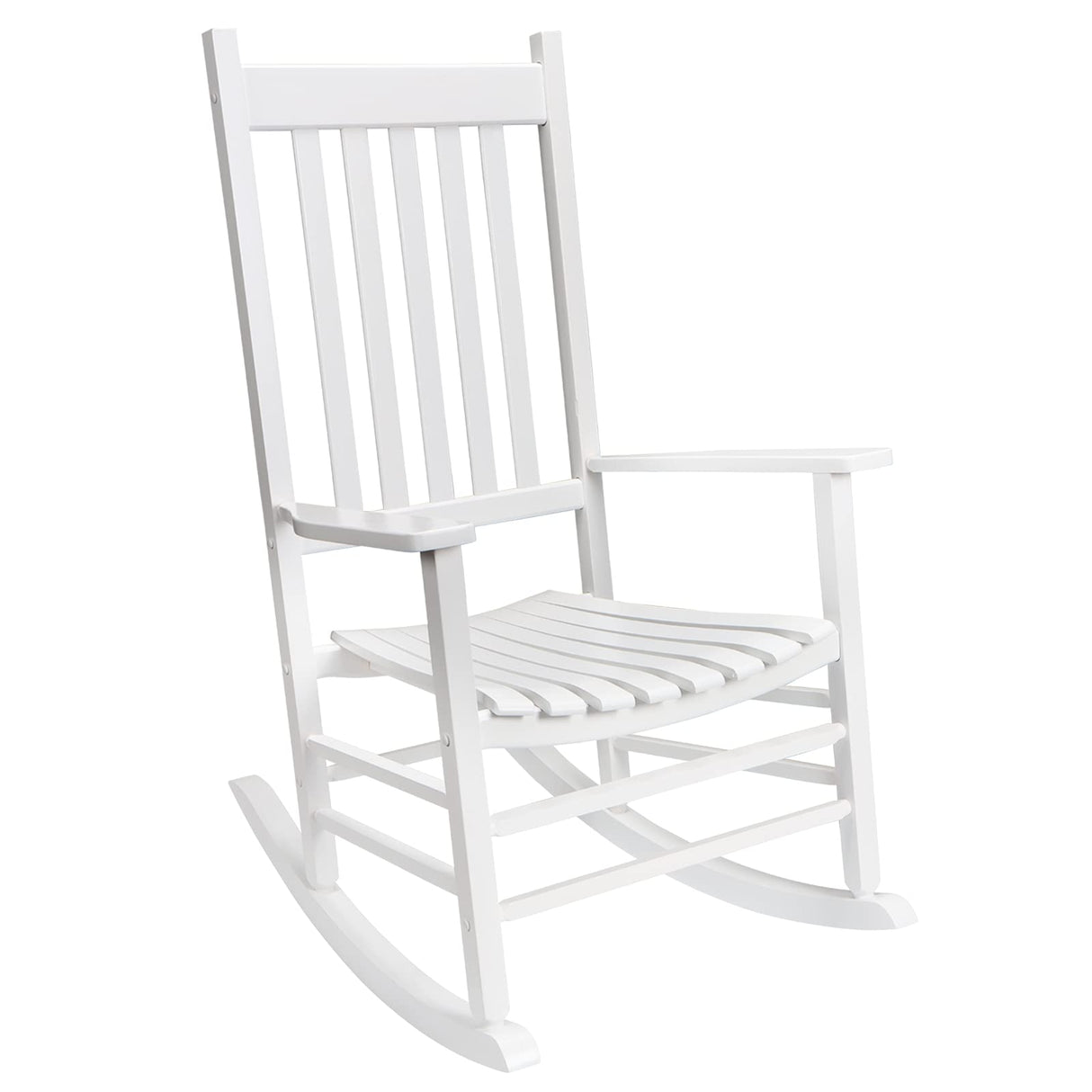 GnL Recsports Patio Rocking Chair, Outdoor Rocking Chair, Wood Porch Rocker, Wooden Rocking Chair for Adult for Garden, Lawn, Balcony, Backyard and Patio (1 White) GnL Recsports