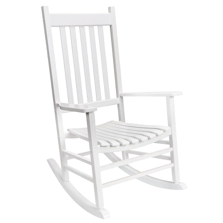 GnL Recsports Patio Rocking Chair, Outdoor Rocking Chair, Wood Porch Rocker, Wooden Rocking Chair for Adult for Garden, Lawn, Balcony, Backyard and Patio (1 White) GnL Recsports