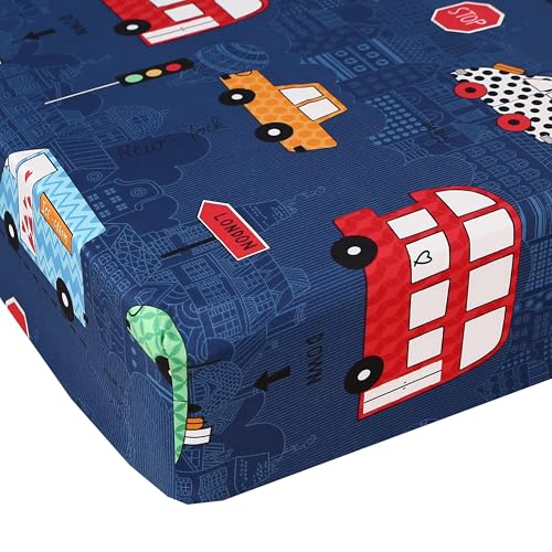 MAG 3 Pcs Cars Sheets Transportation Vehicle Full Sheets Set,for Kids Boys Girls Teens and Car Lovers,Full Car Bedding Set,1 Fitted Sheet 14'' Deep Pocket and 2 Pillowcase. MAG
