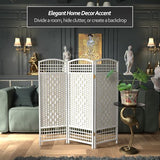 4 ft. Short Fiber Weave Folding Screen - White - 3 Panels Red Lantern