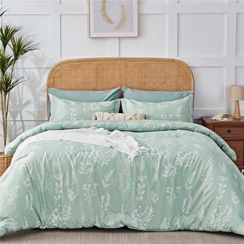 Kozyhvn Full Size Comforter Set 7 Pieces, Sage Green, Cute Floral Bed in a Bag Full Boho, Soft Fluffy Bedding Sets with Comforter, Sheets, Pillowcases & Shams, All Seasons Kozyhvn
