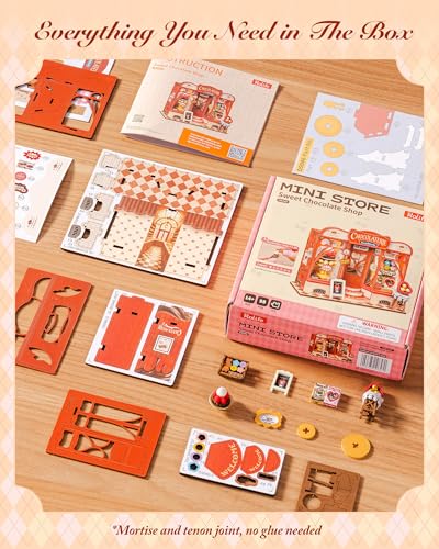 Rolife DIY Miniature House Kit 1:32 Chocolate Shop Diorama Dollhouse Tiny House Model Building Set, Hobby Crafts for Adults Gifts for Him Her