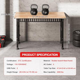Antifir 48'' Adjustable Workbench with Power Outlets, Rubber Wood Top Heavy Duty 2000 LBS Load Capacity Workstation for Garage, Workshop, Commercial,Office,Home Antifir