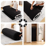 Welnow Japanese Futon Floor Mattress, Thick Full Size Tatami Mat Portable & Foldable Roll Up Floor Bed Mattress with Storage Bag, Sleeping Pad for Adults, Dorm, Guest Bed, Camping and Travel, Black Welnow