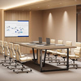 LITTLE TREE 8FT Conference Table for 10 People, Large Meeting Table, Modern Wooden Conference Room Table with Cable Management, Business Training Table with Strong Metal Legs for Office, Maple Color LITTLE TREE