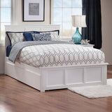 AFI, Madison Queen Platform Bed with Matching Footboard, Twin XL Trundle, and Attachable USB Charger, White AFI