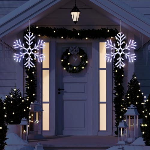 Alpine Corporation 24"H Indoor/Outdoor Hanging Snowflake Decoration with LED Lights