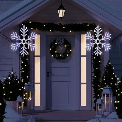 Alpine Corporation 24"H Indoor/Outdoor Hanging Snowflake Decoration with LED Lights