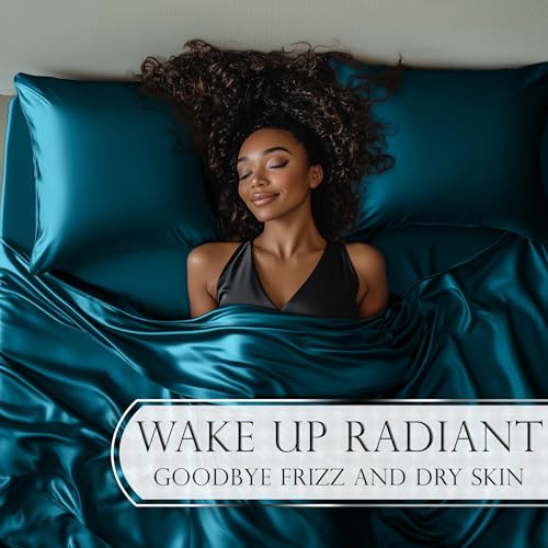 DECOLURE Satin Bed Sheets - 6 Piece Luxury Silky Queen Size Bedding Set - Softer Than Silk, Wrinkle-Free with 15” Deep Pocket Fitted Sheet, Perfect for Hair & Skin, Gifts for Women (Sea Teal) DECOLURE