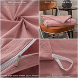 Janlive Washed Cotton Duvet Cover Twin Ultra Soft 100% Cotton Solid Color Rose Duvet Cover Set with Zipper Closure -2 Pieces Pink Bean Paste Twin Janlive