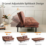 Erdoru Convertible Futon Sofa Bed,71" Modern Premium Faux Leather Futon Couch with Adjustable Backrest&Armrest,Small Loveseat Sleeper Sofa,Dorm Futonsofa for Apartment,Living Room,Whisky Brown Erdoru