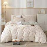 HighBuy Boho Floral Duvet Cover Full Cotton Aesthetic Bedding Set,Comforter Cover 3 Piece,Reversible Green Garden Lightweight,Soft,Zipper Closure,Breathable,All Season HighBuy
