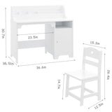 JoanKaren White Kids Desk with Chair, Study Desk for Boys Girls with Hutch, Storage Cabinet, Wooden Children Study Table, Student Writing Desk Computer Workstation for Kids Bedroom & Study Room,White JoanKaren