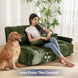 MAXYOYO Adjustable Floor Sofa Couch with 2 Pillows, Multi-Functional Bean Bag Bed, 5-Position Foldable Lazy Sofa Sleeper Bed with Armrest, Versatile Floor Seating for Reading, Dark Green, Double MAXYOYO