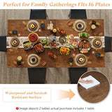 AMERLIFE Solid Wood 5-Piece Dining Table Set, Mid Century Modern Dining Set W/ 4 Chairs, Chairs with Curved Backrests & PU Cushioned, Space Saving, Black/Walnut AMERLIFE