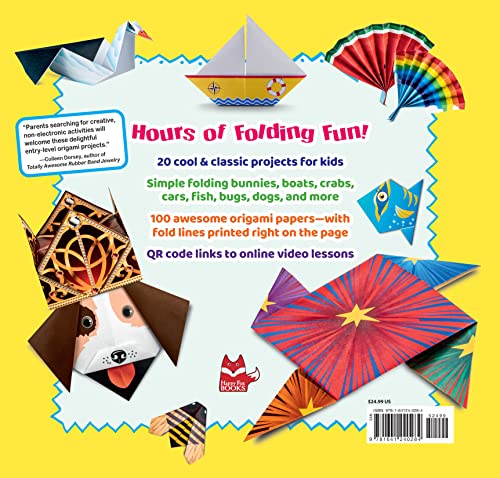 Origami for Kids: 20 Projects to Make Plus 100 Papers to Fold (Happy Fox Books) Fun and Creative Paperfolding Kit with Easy Fold Lines and Instructions for Bunnies, Crabs, Bugs, Dogs and More Happy Fox Books
