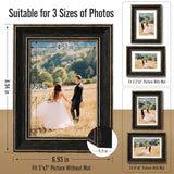 5x7 Picture Frame Set of 4 with 2 Mats, Black Rustic Farmhouse Photo Frames with Tempered Glass, 4x6 and 3.5x5 with Mat or 5x7 without Mat for Wall Hanging or Tabletop Display, Home Gallery Decor Gift Patouque