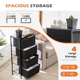 Sweetcrispy Nightstand Small Bedroom Dresser with 4 Fabric Drawers, Bed Side Furniture End Table, Wooden Top Cabinet Night Stand Dresser for Closet, Entryway, Dorm, Black Sweetcrispy