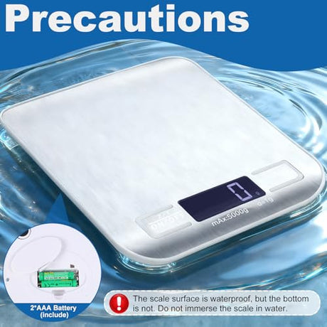 Girwu Food Scale, Digital Kitchen Scale with 1g Accuracy, 11lb/22lb Capacity & Backlit LCD, Stainless Steel Tare Scale for Baking, Cooking and Meal Prep, 5.5x7x0.6 Inches (Batteries Included) Girwu
