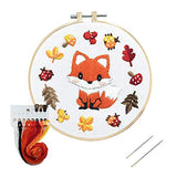 Louise Maelys Starter Embroidery Kits with Fox Pattern DIY Full Range Easy Needlepoint Cross Stitch Kits for Adults, Beginners with Stamped Animal Pattern