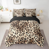 Erosebridal Leopard Print King Comforter Set Cheetah Not Real Fur 7-Piece Bed in A Bag Wild Animal Jungle Ombre Cowhide Fur Sheets and Pillowcases Beige Brown Bed Sets Erosebridal