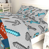 Jay Franco Kids Sheet Set with Fitted, Flat Sheets & Pillow Cover - Ultra-Soft Bedding with Pillowcase for Room Decor, Multi - Minecraft, 4 Piece Full Jay Franco