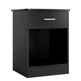 FOTOSOK Nightstand, Set of 2, 2-Tier Side Table with Drawer and Storage Shelf, Bedside Table End Table, Modern Night Stand for Bedroom, Home Office,Black FOTOSOK