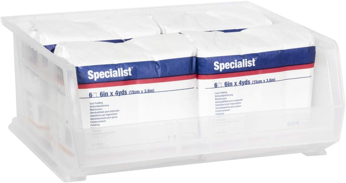 Akro-Mils 30250 AkroBins Plastic Storage Bins, Space-Saving Stackable Bins for Garage, Pantry, Craft Organization, 15" x 16" x 7", Clear, 6-Pack Akro-Mils