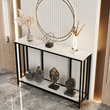 Wisfor 2-Tier Marble Console Table - Modern Entryway Hallway Foyer Table, White, 47.2x11.8x30.7 inch Wisfor