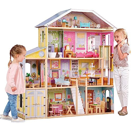 KidKraft Majestic Mansion Wooden Dollhouse with 34-Piece Accessories, Working Elevator and Garage, Gift for Ages 3+ KidKraft
