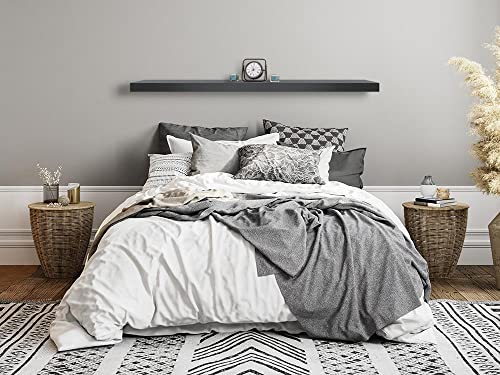 MANTELSDIRECT Titus 52 Inch Metal Stainless Steel Non-Combustible Fireplace Mantel Shelf - Shadow Iron Beautiful Modern Shelf Perfect for Electric Fireplaces and More! MANTELSDIRECT